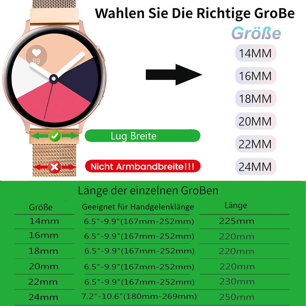 Edelstahl Mesh Uhrenarmband Metall Ersatz Armband Magnetverschluss Smartwatch Schnellverschluss Watch Uhren Ersatzband Für Damen Herren
